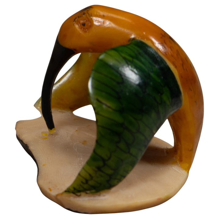 Vintage Gold And Green Hummingbird Tagua Carving