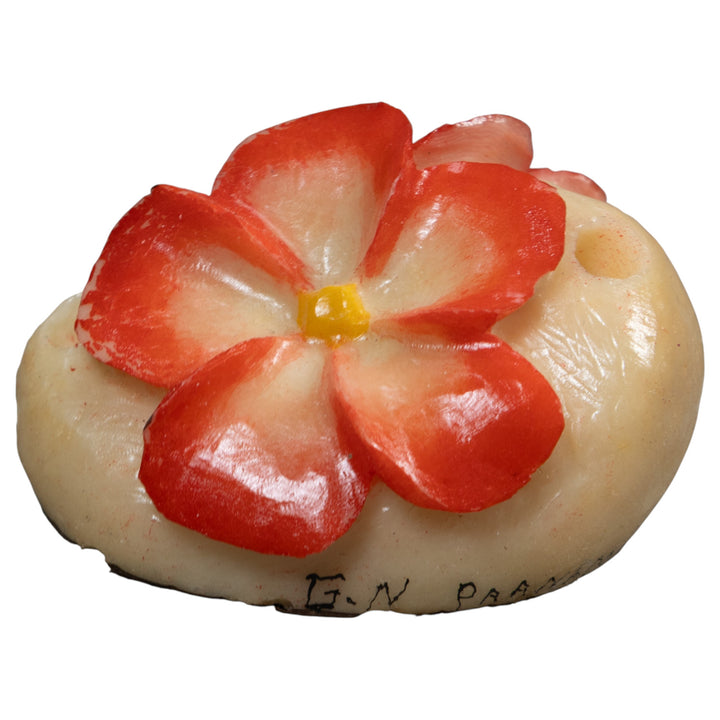 Double Red Flower Petals Tagua Carving
