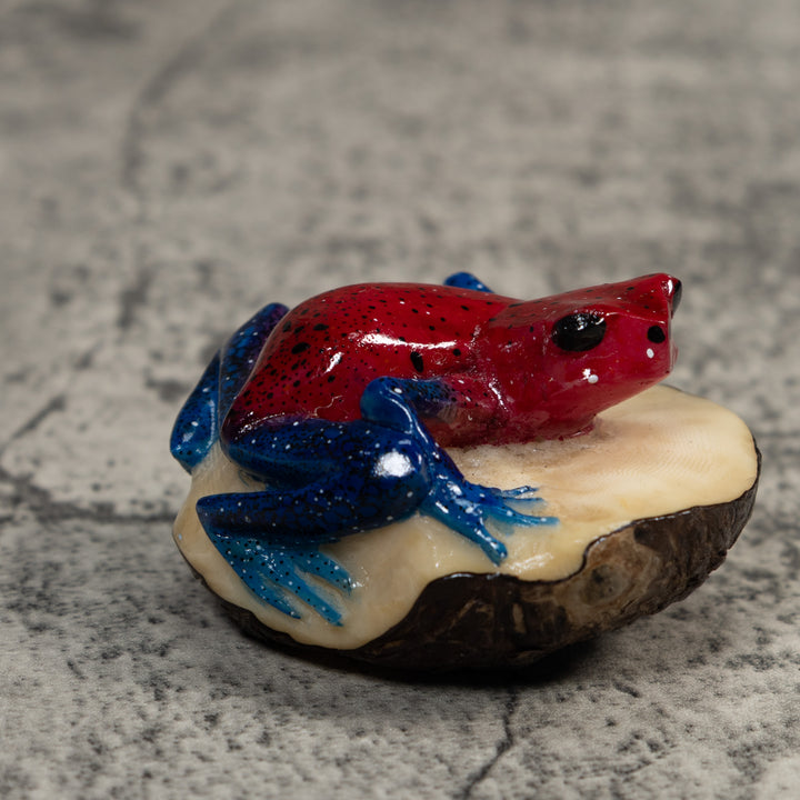 Red And Blue Poison Dart Frog Tagua Carving