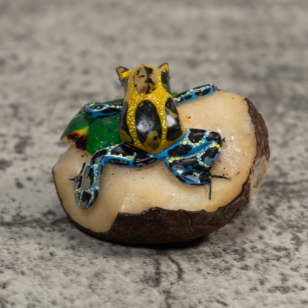 Blue Gold And Green Poison Dart Frog Tagua Carving