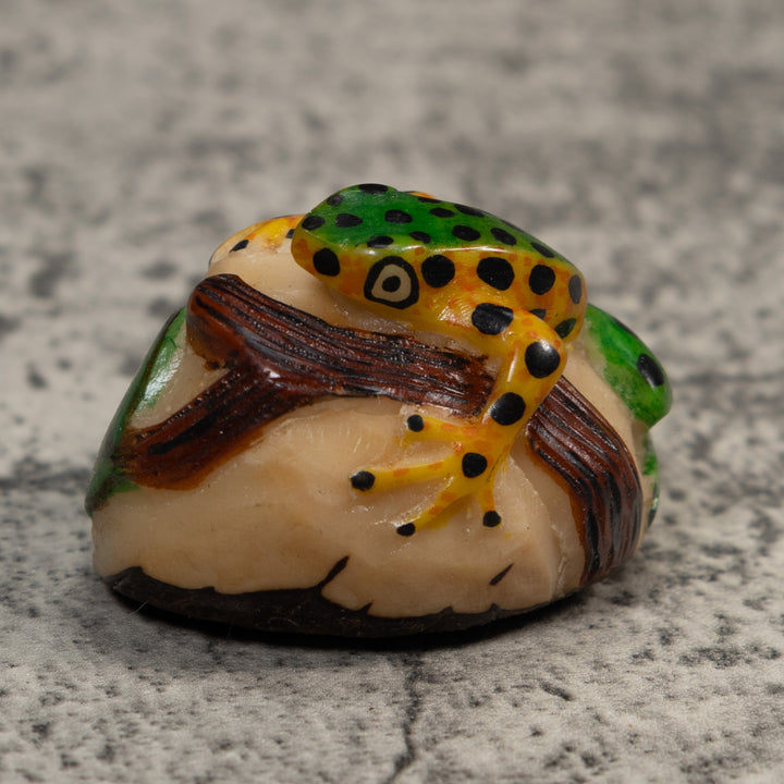 Black Green And Gold Poison Dart Frog Tagua Carving