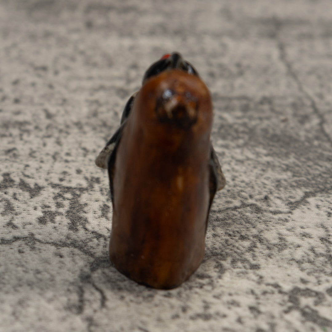 Red And Black Woodpecker Bird Tagua Carving