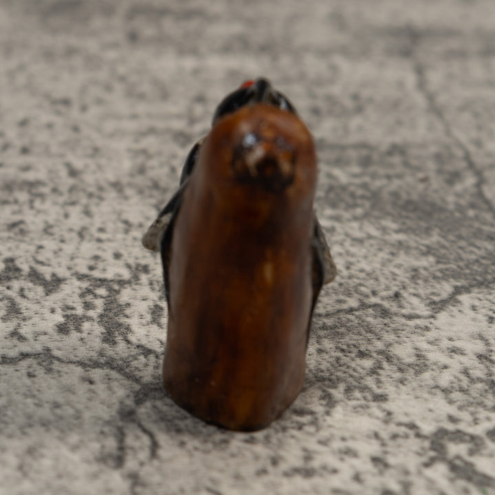 Red And Black Woodpecker Bird Tagua Carving