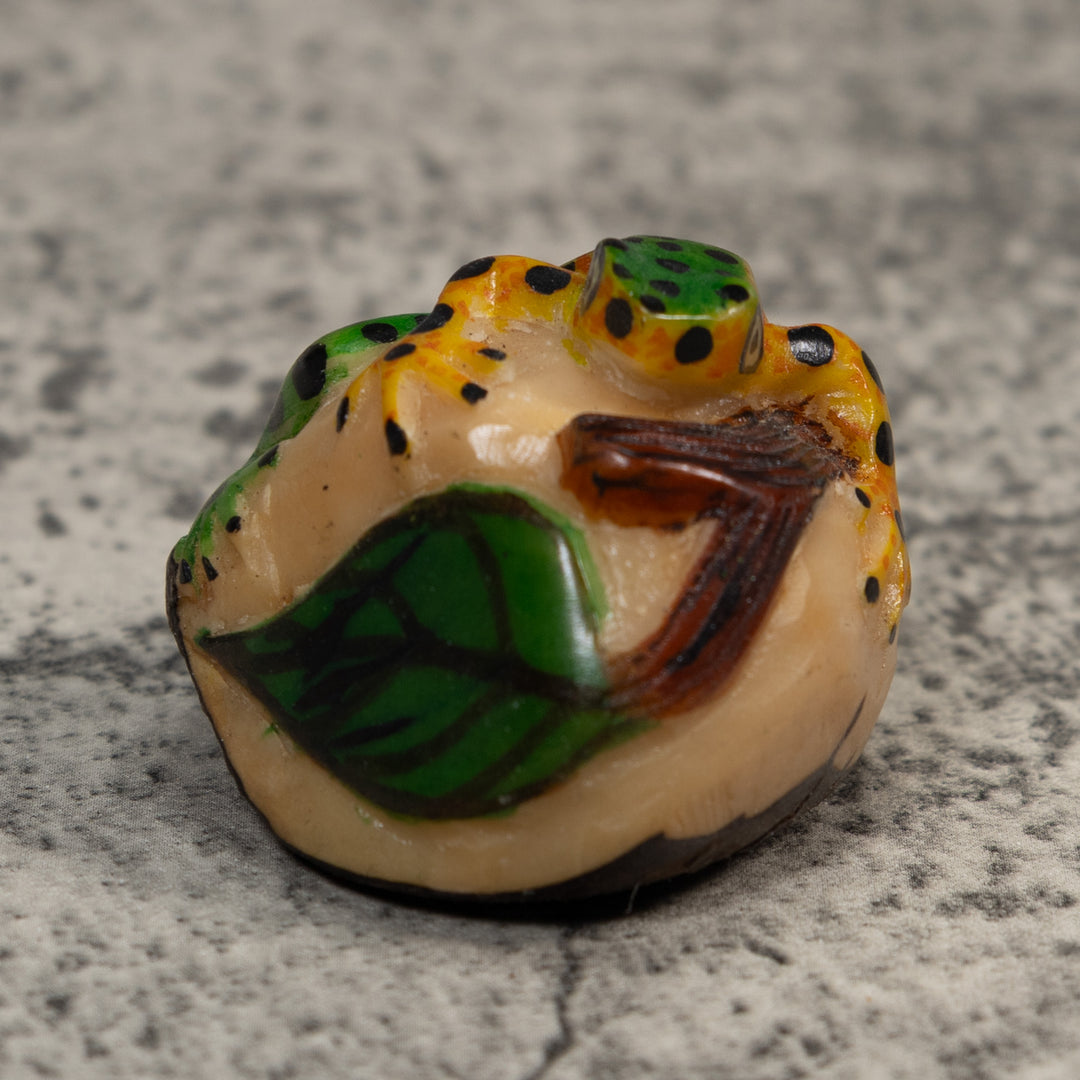Black Green And Gold Poison Dart Frog Tagua Carving