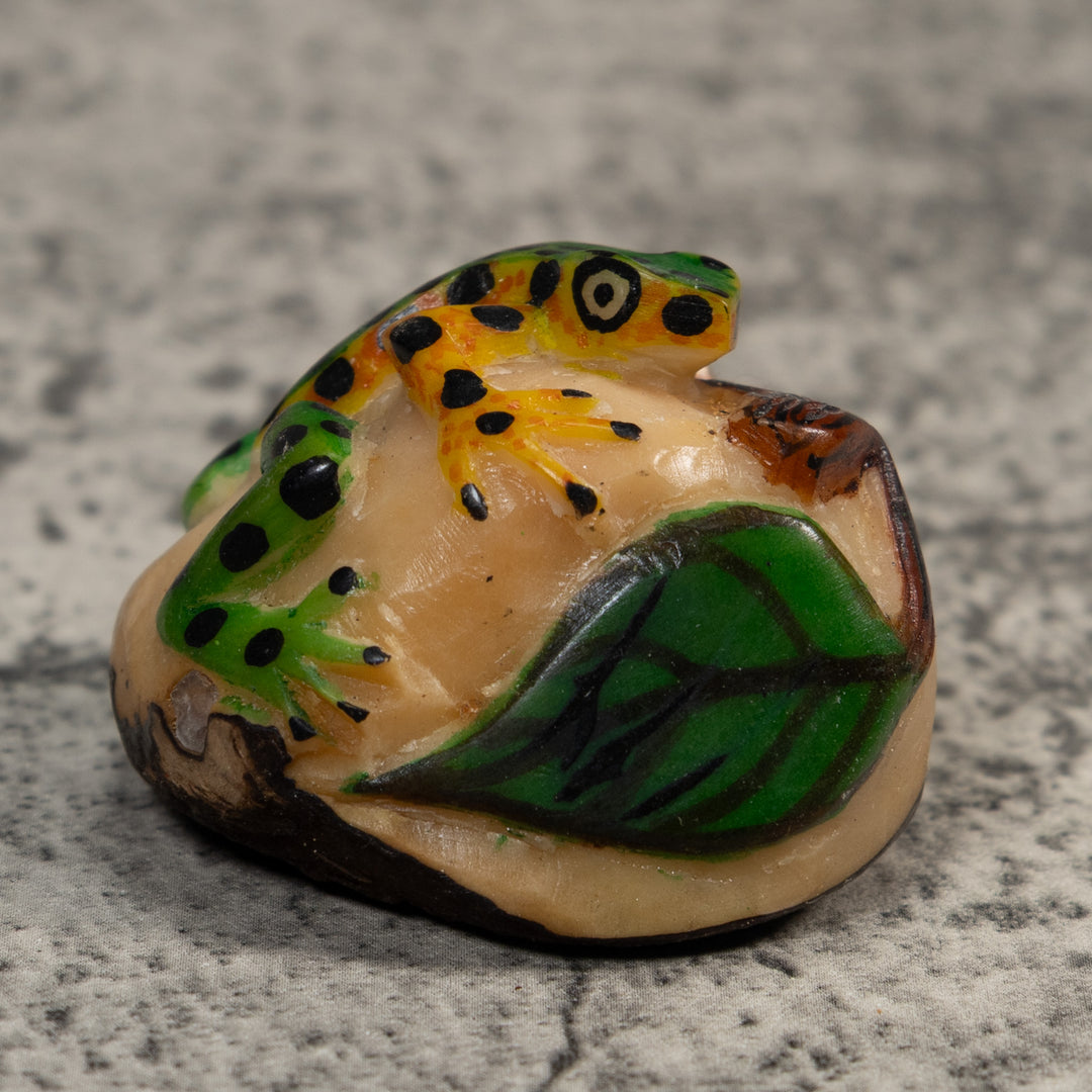Black Green And Gold Poison Dart Frog Tagua Carving