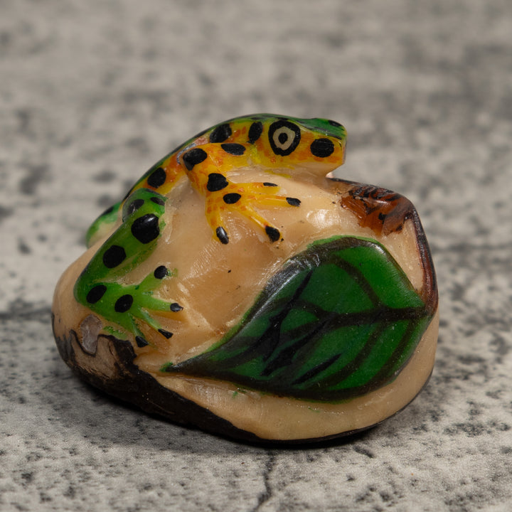 Black Green And Gold Poison Dart Frog Tagua Carving
