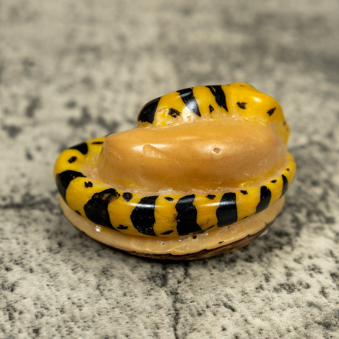 Vintage Black And Yellow Snake Tagua Carving