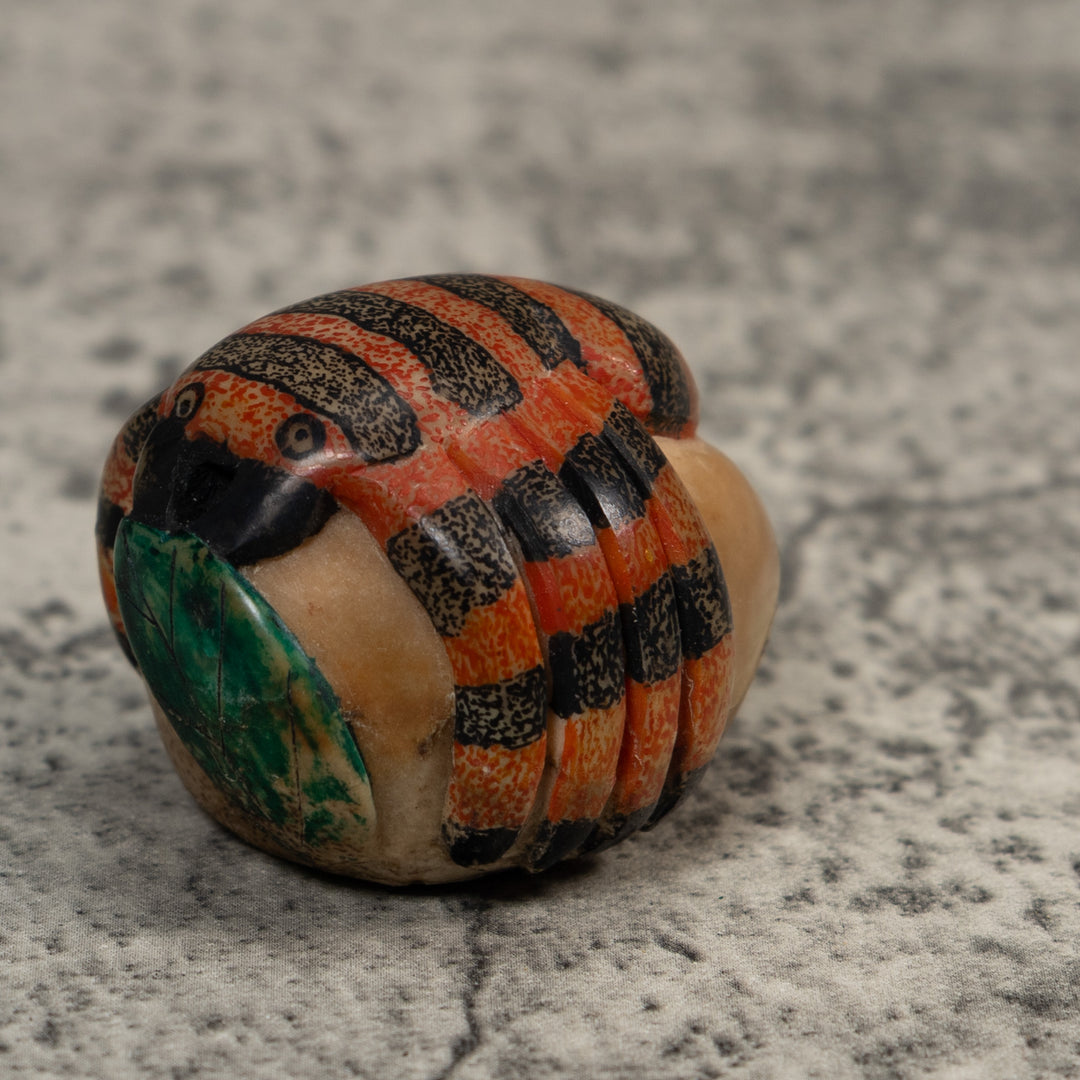 Vintage Red And Black Insect Tagua Carving