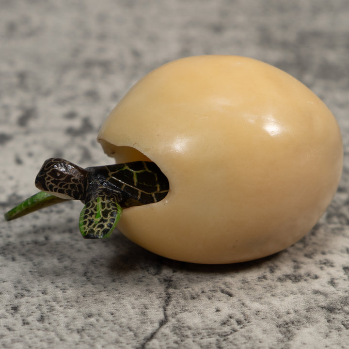 Sea Turtle Emerging From Egg Tagua Carving