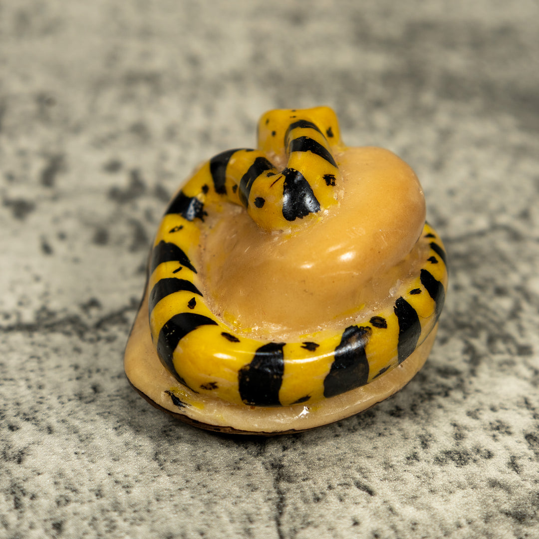 Vintage Black And Yellow Snake Tagua Carving