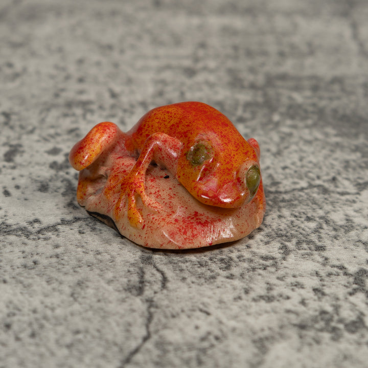 Vintage Red Unusual Poison Dart Frog Tagua Carving
