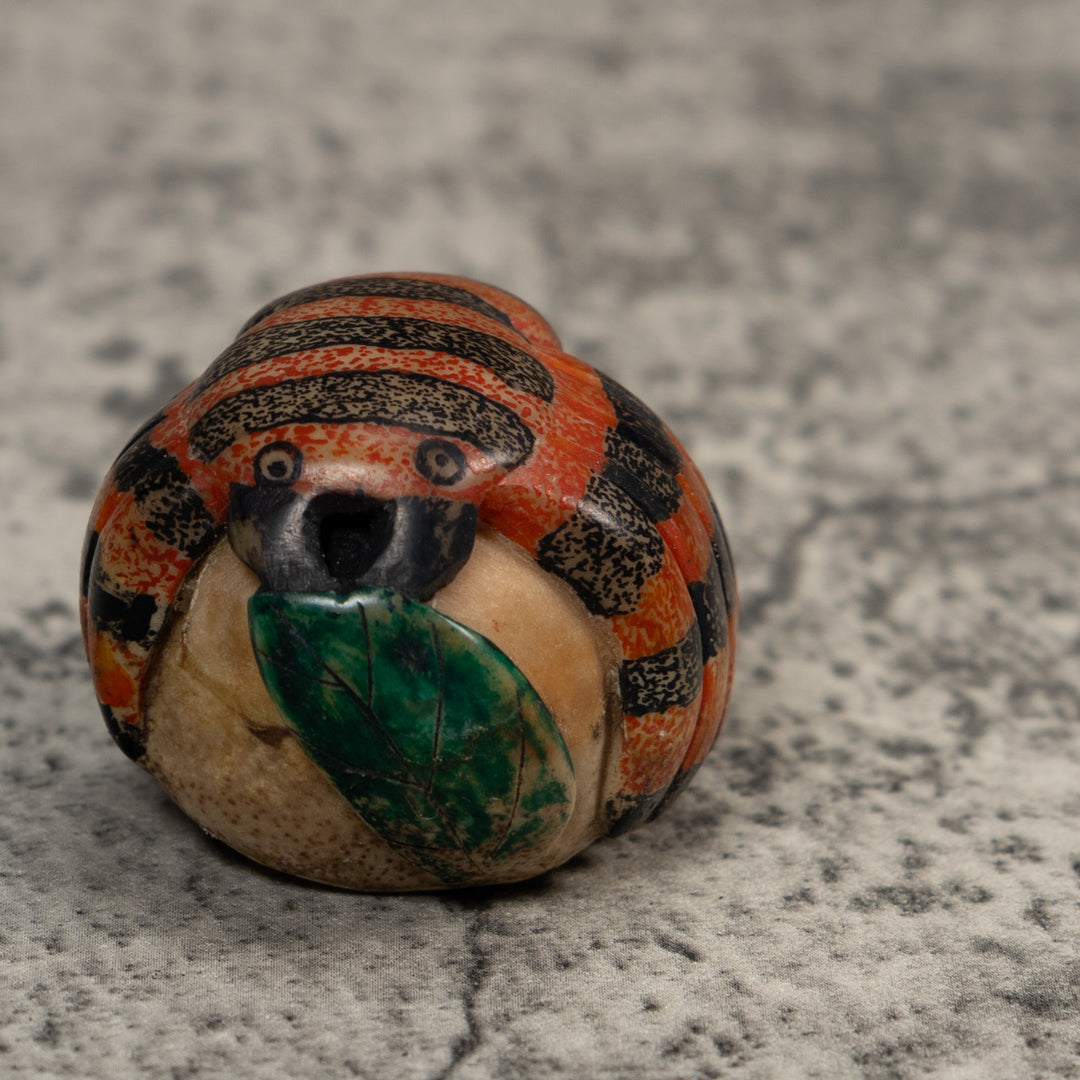 Vintage Red And Black Insect Tagua Carving