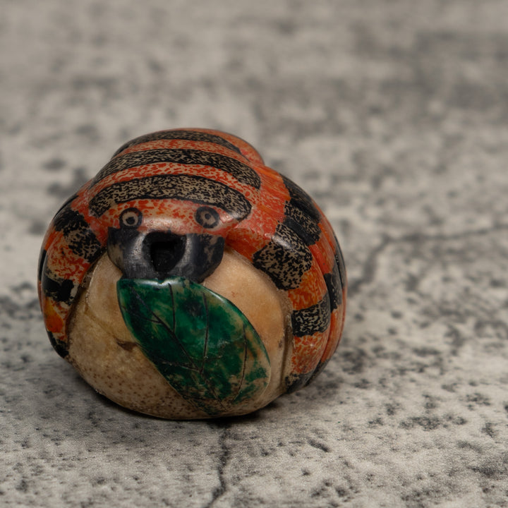 Vintage Red And Black Insect Tagua Carving