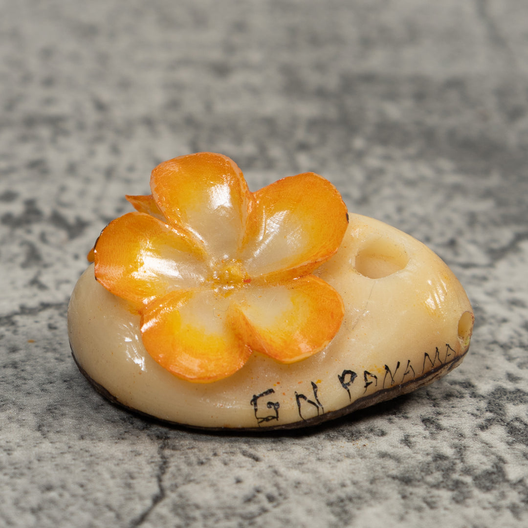 Double Golden Flower Petals Tagua Carving