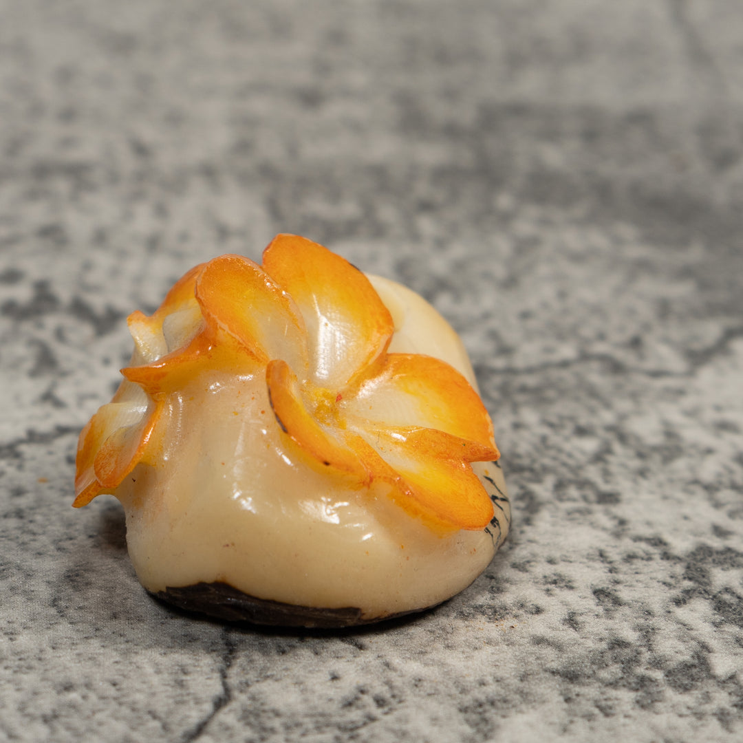 Double Golden Flower Petals Tagua Carving