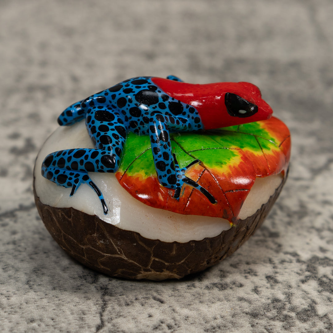 Red And Blue Poison Dart Frog Tagua Carving