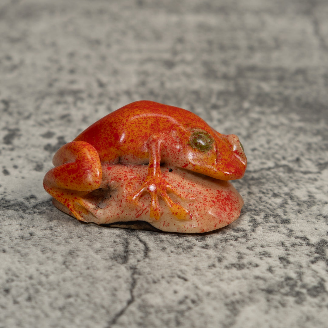 Vintage Red Unusual Poison Dart Frog Tagua Carving