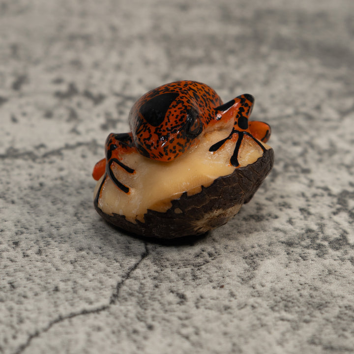 Vintage Black And Rose Gold Poison Dart Frog Tagua Carving