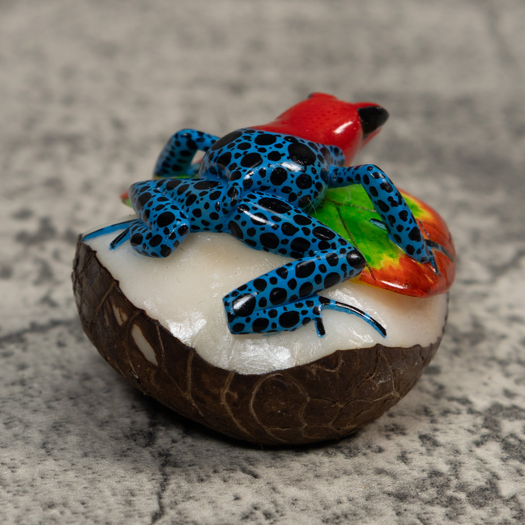 Red And Blue Poison Dart Frog Tagua Carving