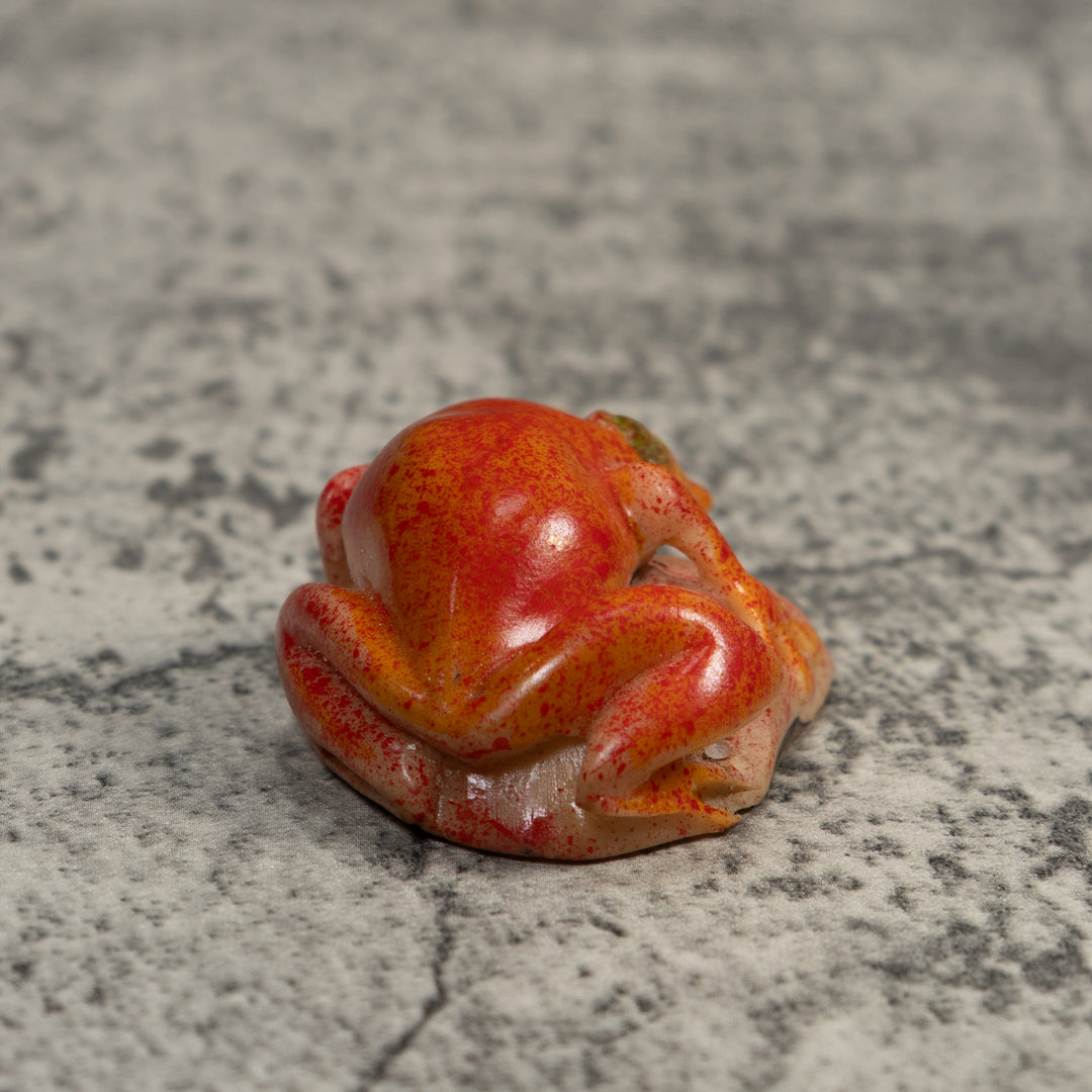 Vintage Red Unusual Poison Dart Frog Tagua Carving
