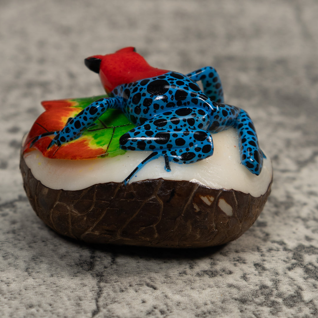 Red And Blue Poison Dart Frog Tagua Carving