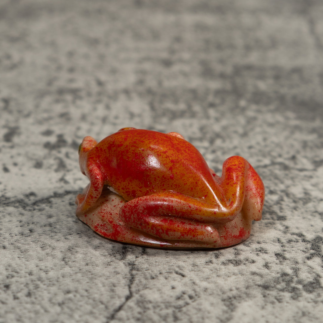 Vintage Red Unusual Poison Dart Frog Tagua Carving