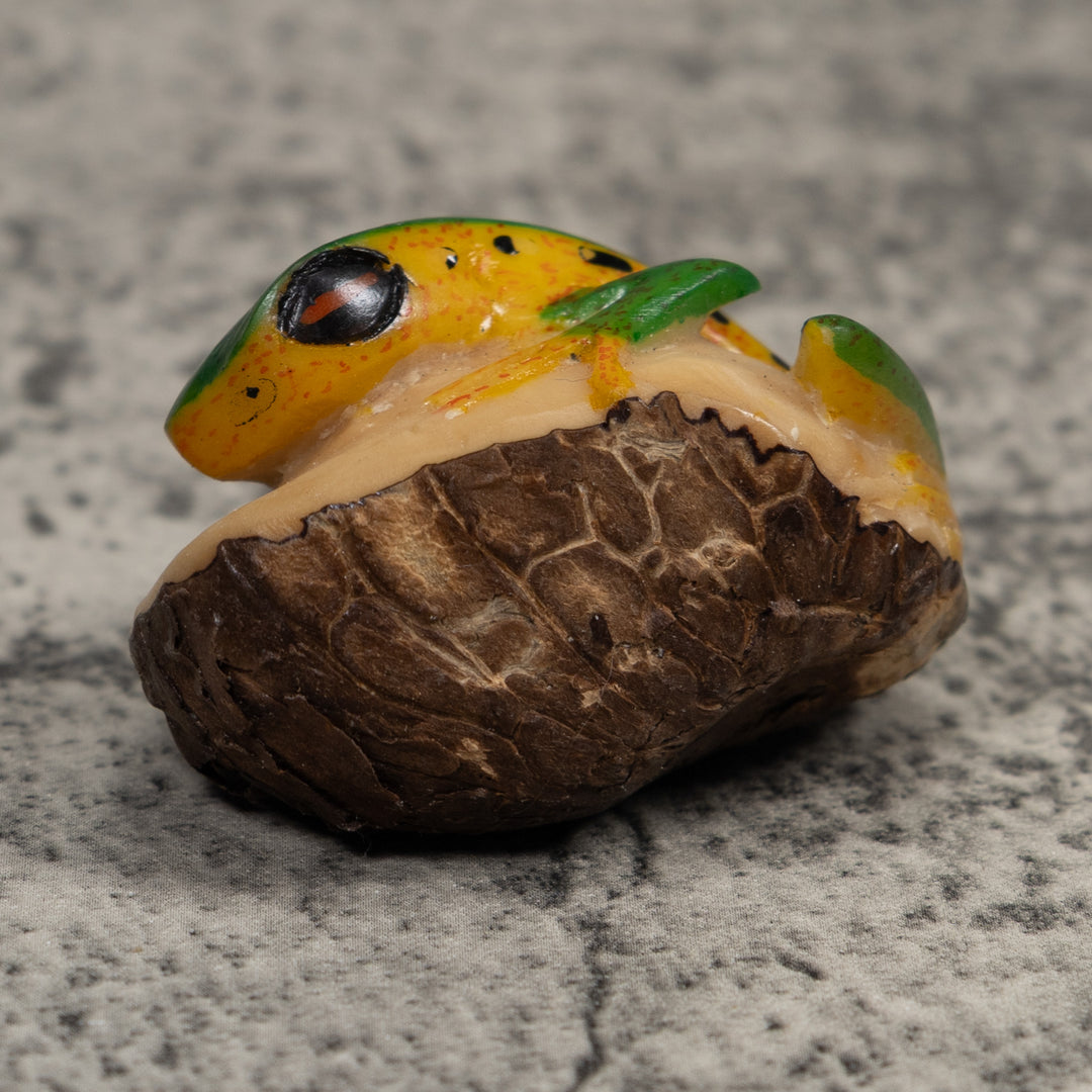 Vintage Green And Gold  Poison Dart Frog Tagua Carving