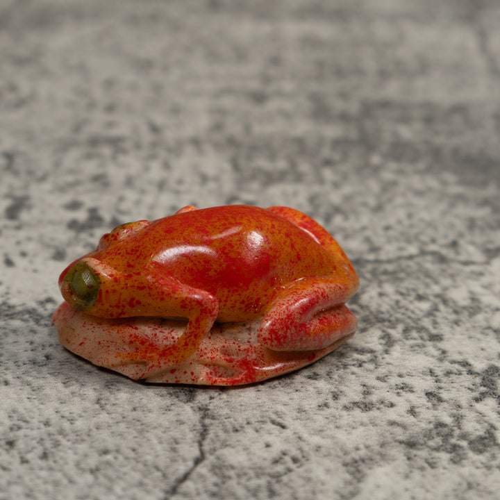Vintage Red Unusual Poison Dart Frog Tagua Carving