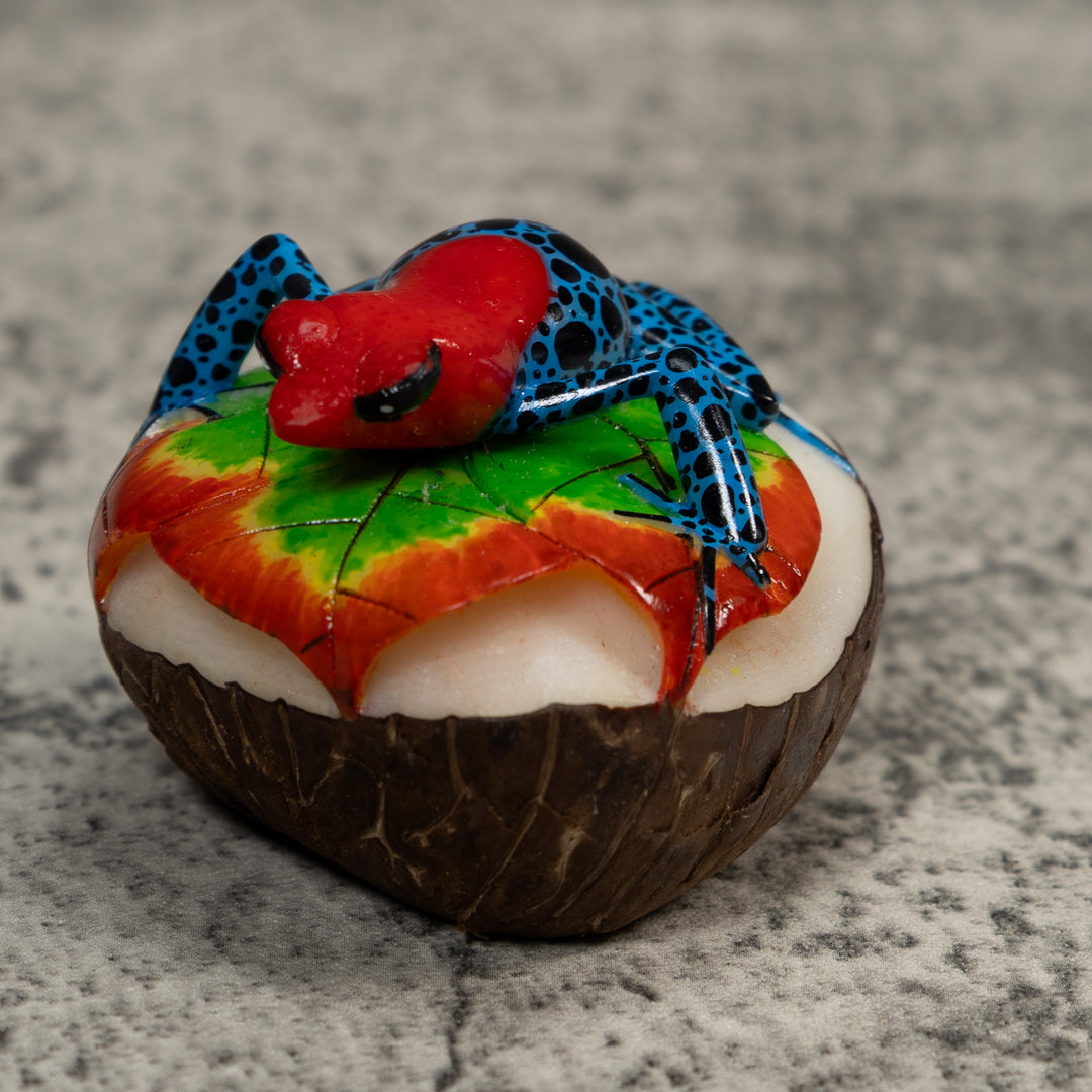 Red And Blue Poison Dart Frog Tagua Carving