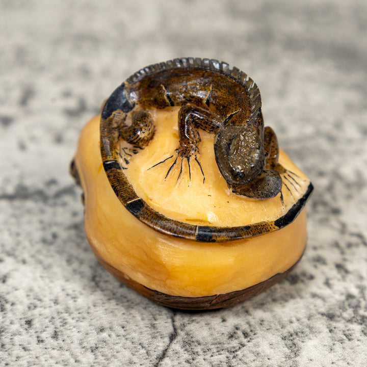 Brown And Black Iguana Lizard Tagua Carving