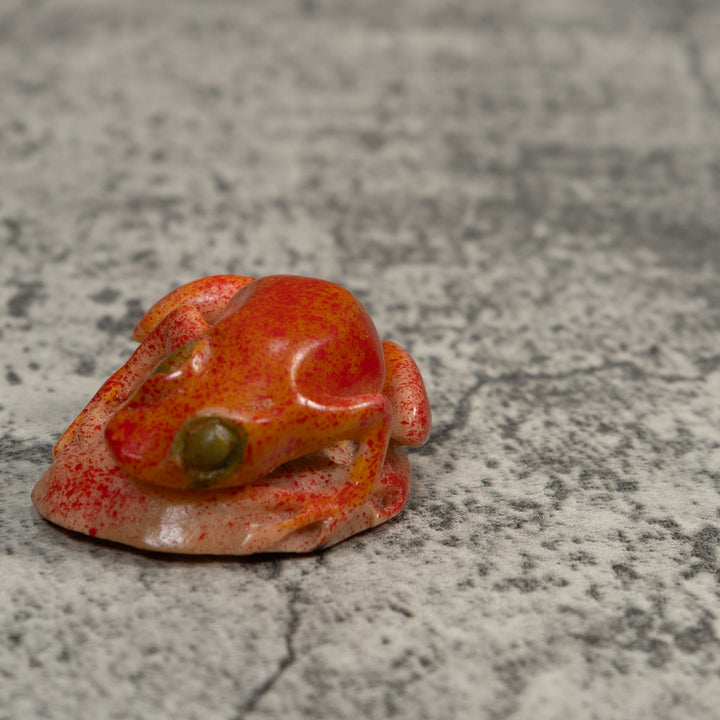 Vintage Red Unusual Poison Dart Frog Tagua Carving