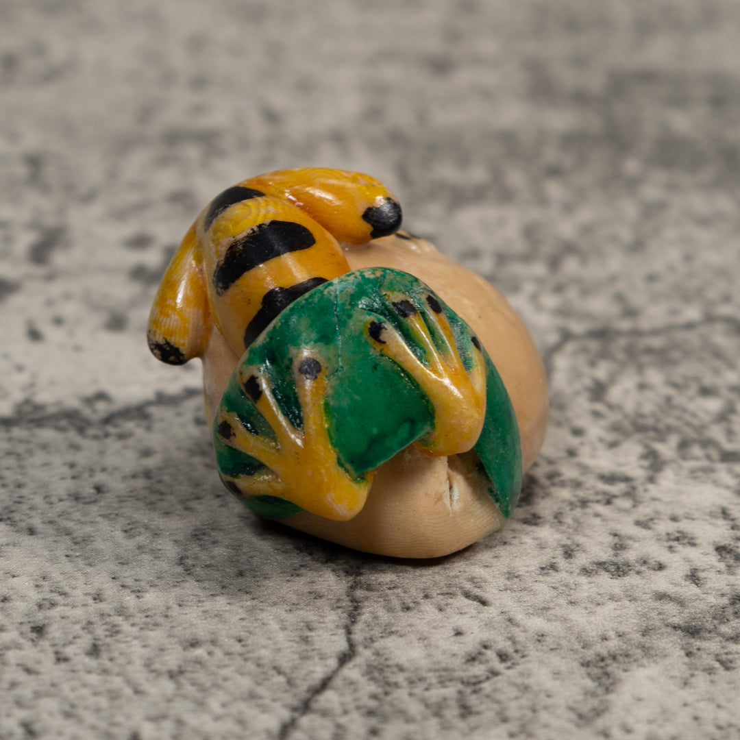 Vintage Black And Gold Poison Dart Frog Tagua Carving
