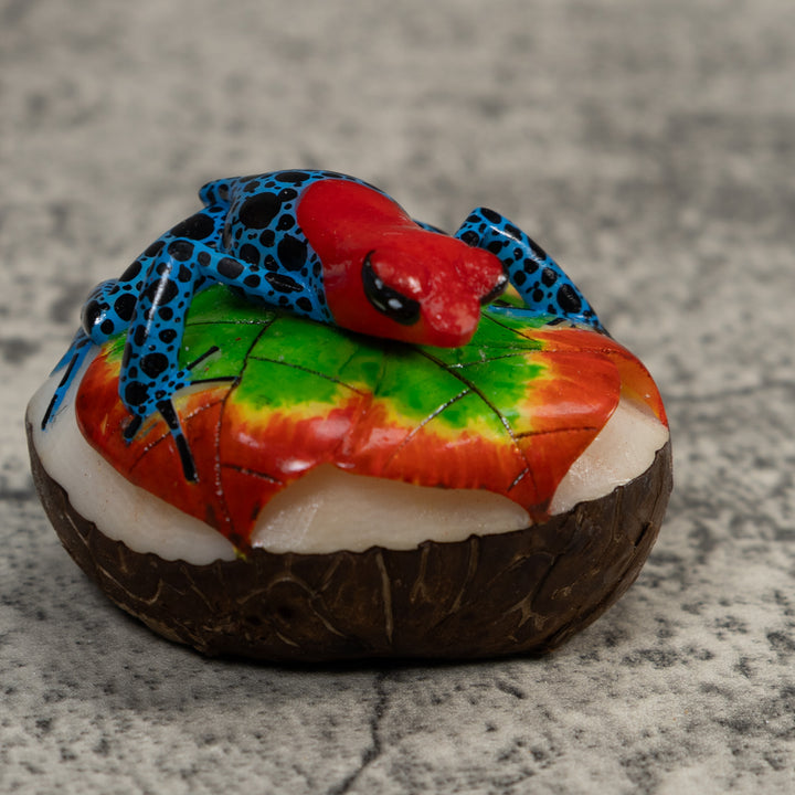 Red And Blue Poison Dart Frog Tagua Carving