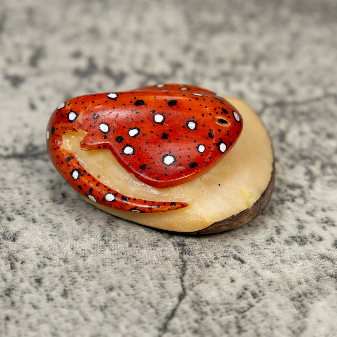 Orange Black And White Stingray Tagua Carving