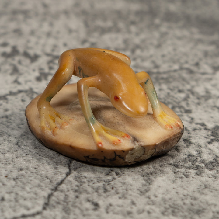 Vintage Gold Frog Tagua Carving