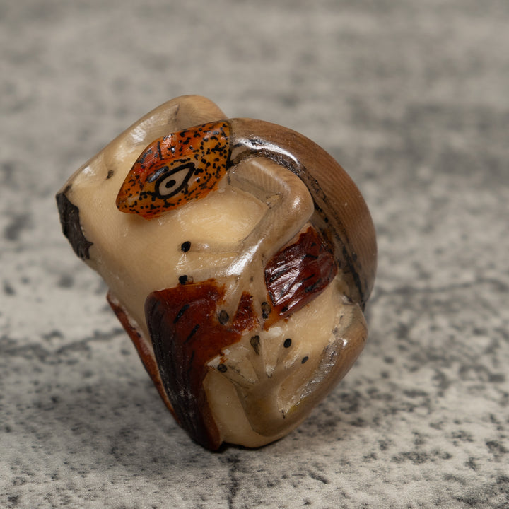 Orange And Brown Gecko Lizard Tagua Carving
