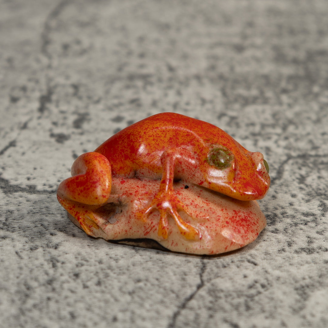Vintage Red Unusual Poison Dart Frog Tagua Carving