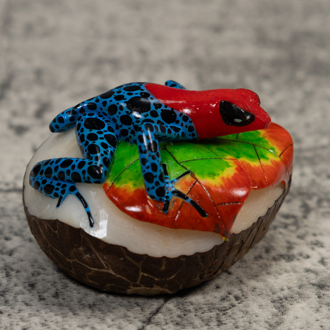 Red And Blue Poison Dart Frog Tagua Carving