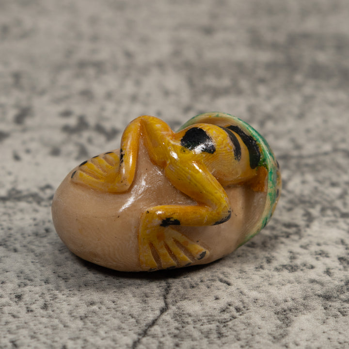 Vintage Black And Gold Poison Dart Frog Tagua Carving