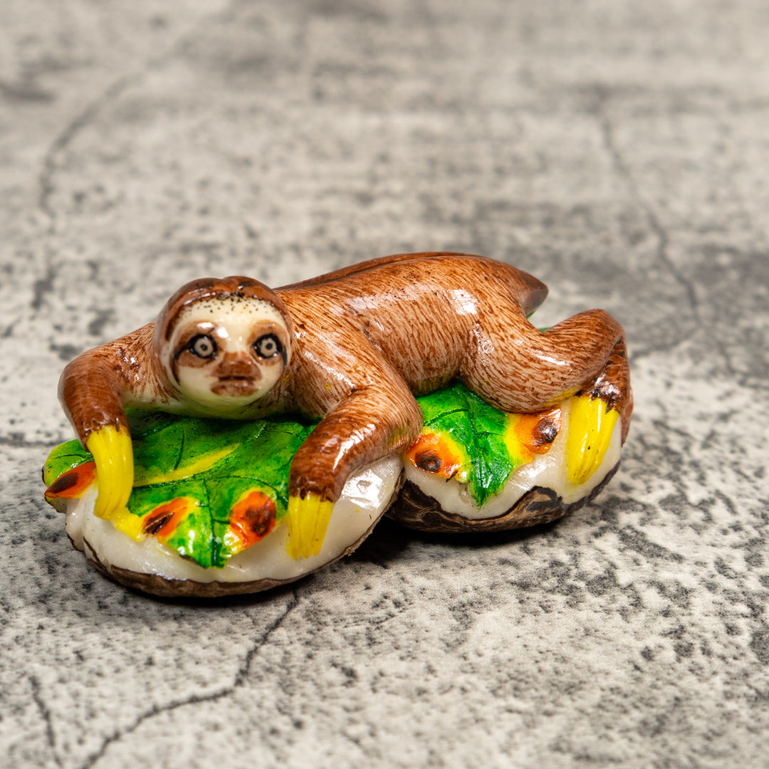 Double Nut Sloth Tagua Carving