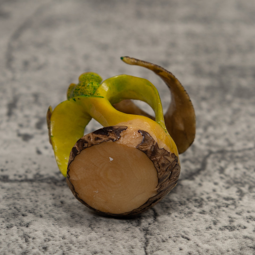 Vintage Brown Yellow And Green Hummingbird Tagua Carving