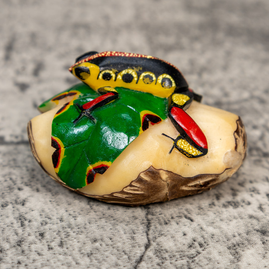 Red Black And Yellow Poison Dart Frog Tagua Carving
