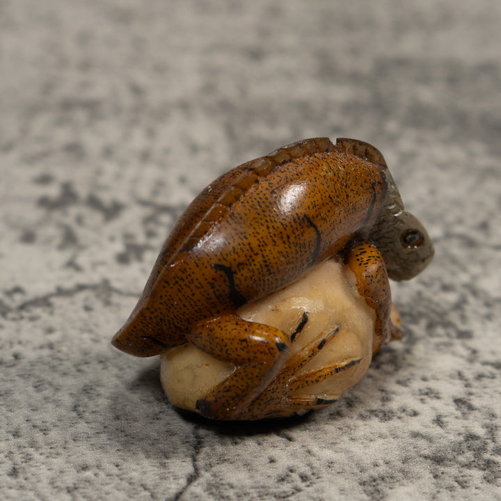 Vintage Brown Iguana Lizard Tagua Carving