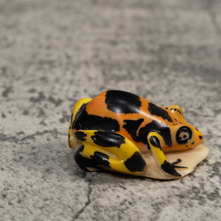 Black Gold And Yellow Poison Dart Frog Tagua Carving