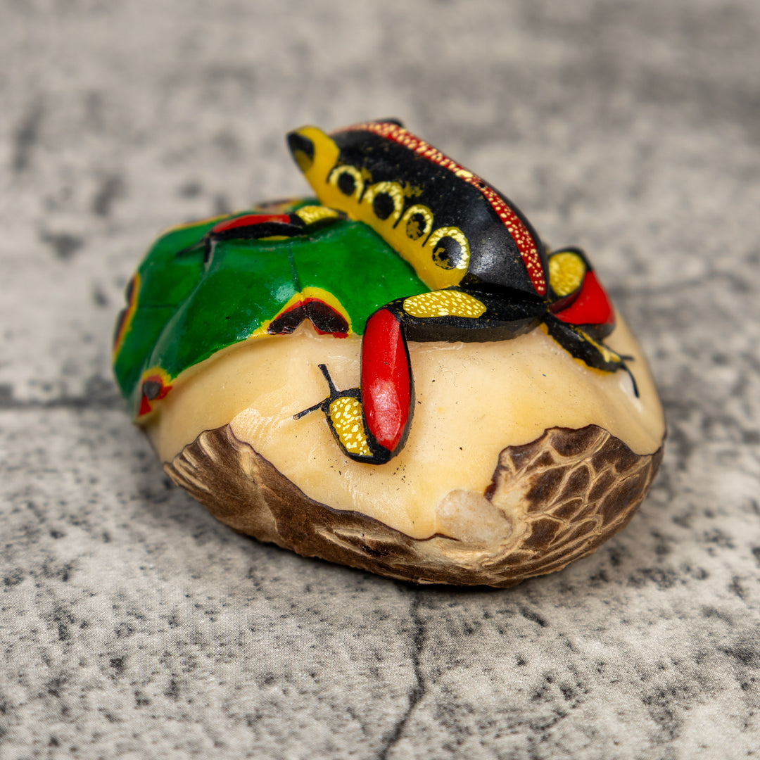 Red Black And Yellow Poison Dart Frog Tagua Carving