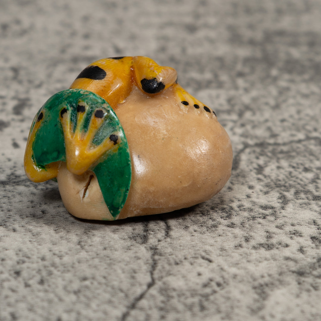 Vintage Black And Gold Poison Dart Frog Tagua Carving