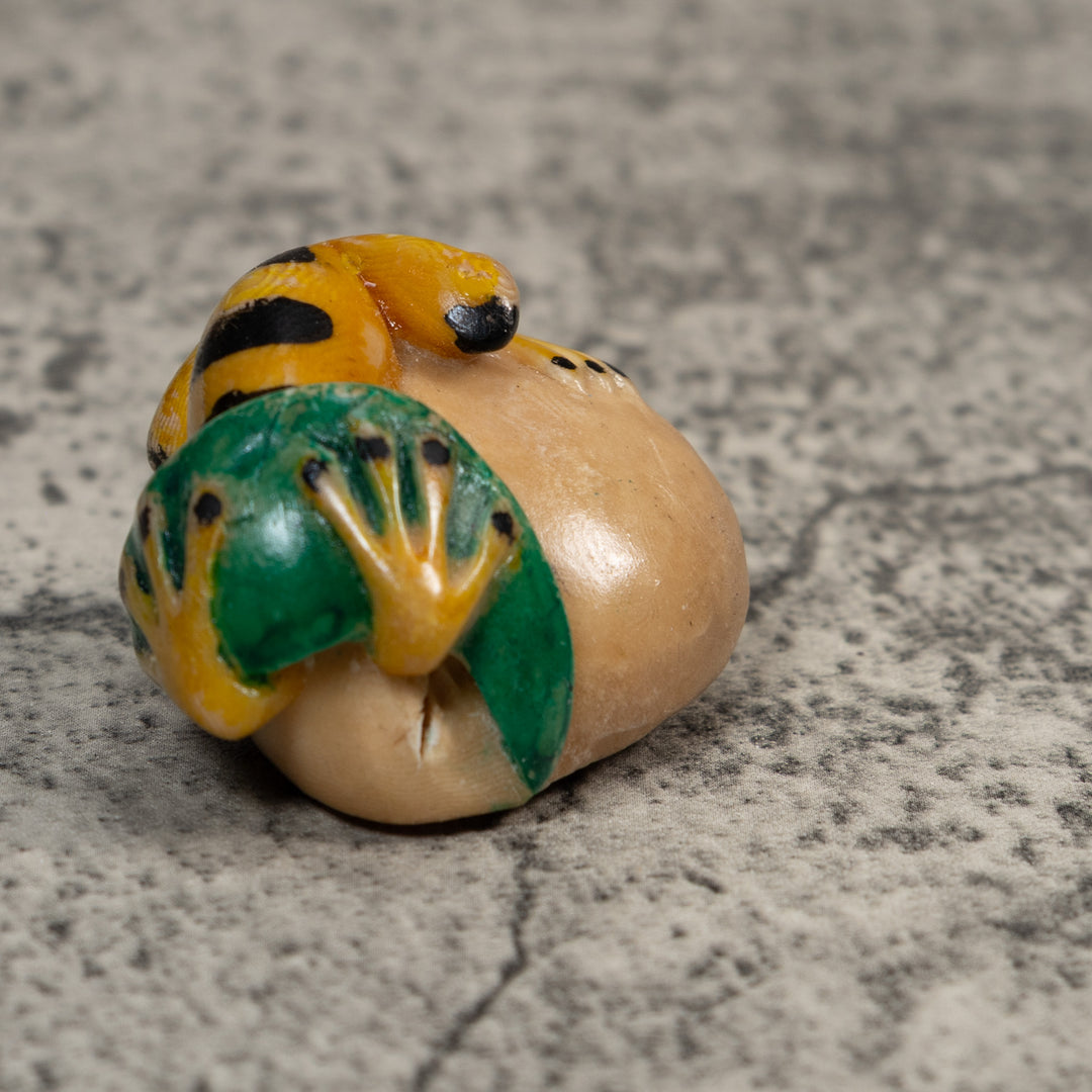 Vintage Black And Gold Poison Dart Frog Tagua Carving