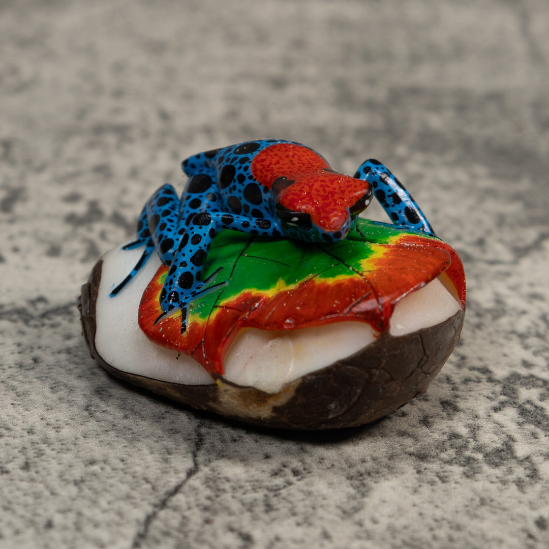 Red And Blue Poison Dart Frog Tagua Carving