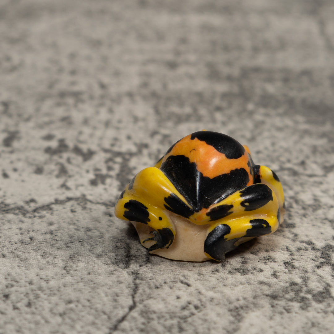 Black Gold And Yellow Poison Dart Frog Tagua Carving
