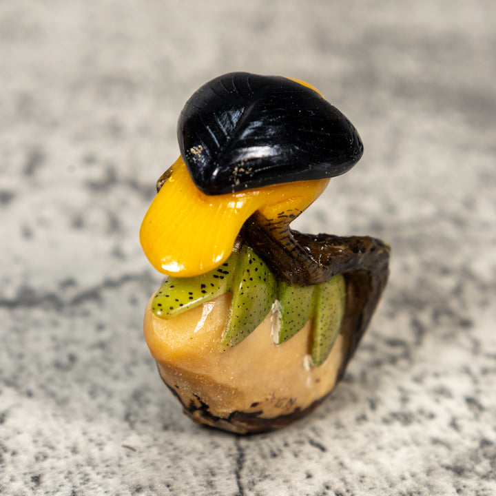 Red Yellow And Black Oriole Bird Tagua Carving